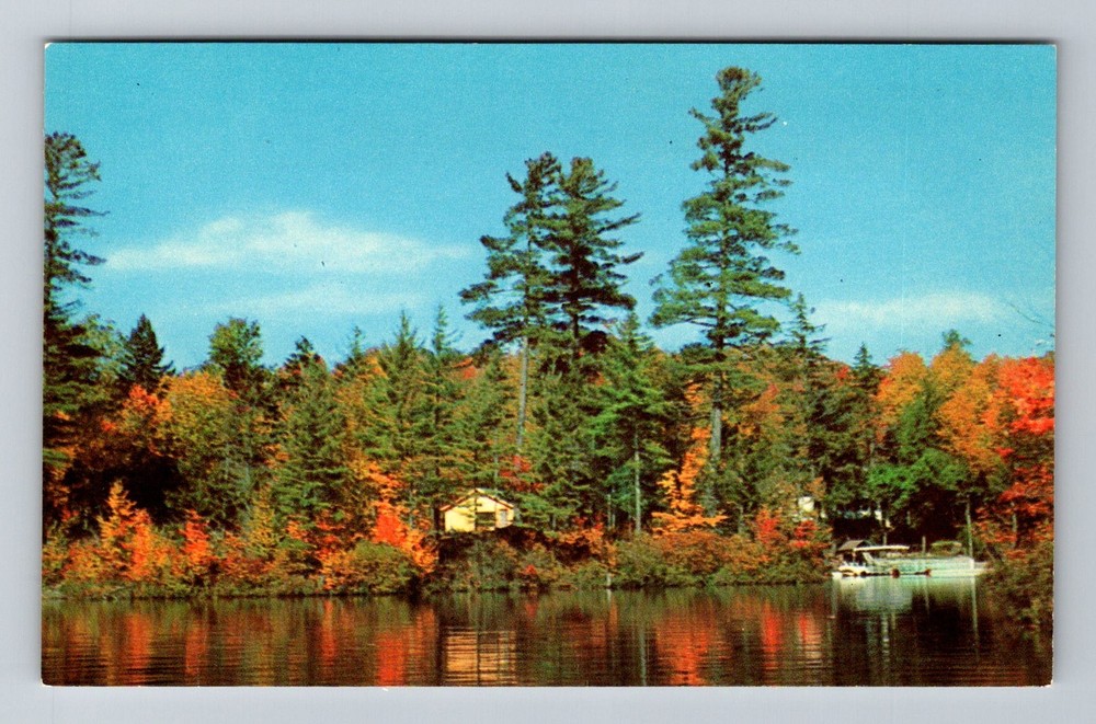 Otter Lake, NY-New York, Autumn View Lake Adirondack Mountains Vintage Postcard