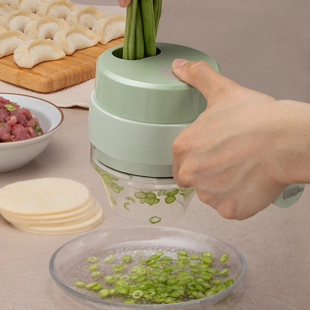 4 in 1 Handheld Electric Vegetable Cutter Set Kitchen Tools For Garlic Pepper