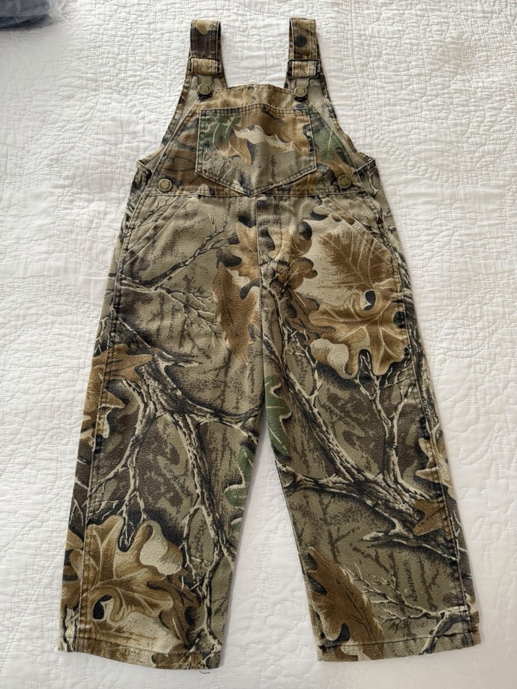 Vtg. Jordan Lee Originals Camo Overalls Advtg. Size 2T Toddler Deer Hunter USA