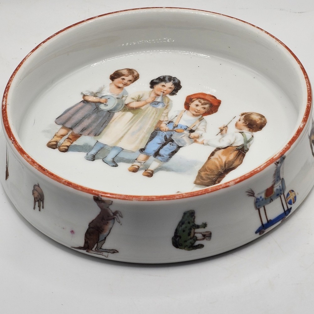 Porcelain Child's Bowl Dish Vintage Made In Germany Animals On Sides 6