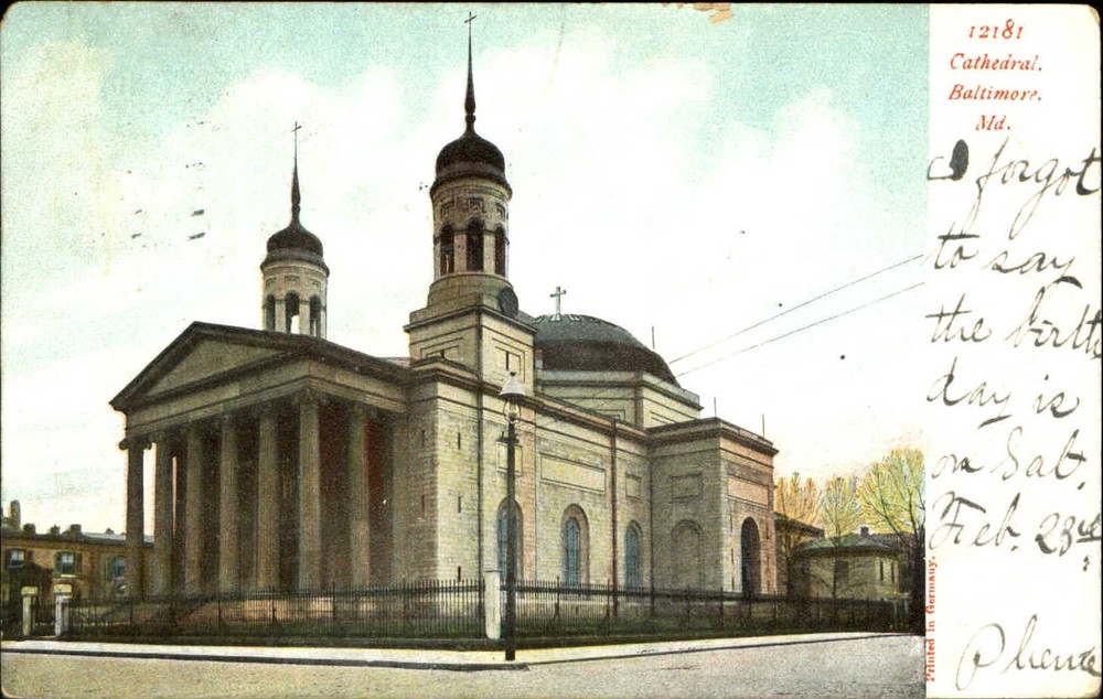 Cathedral in Baltimore Maryland MD church UDB mailed 1907