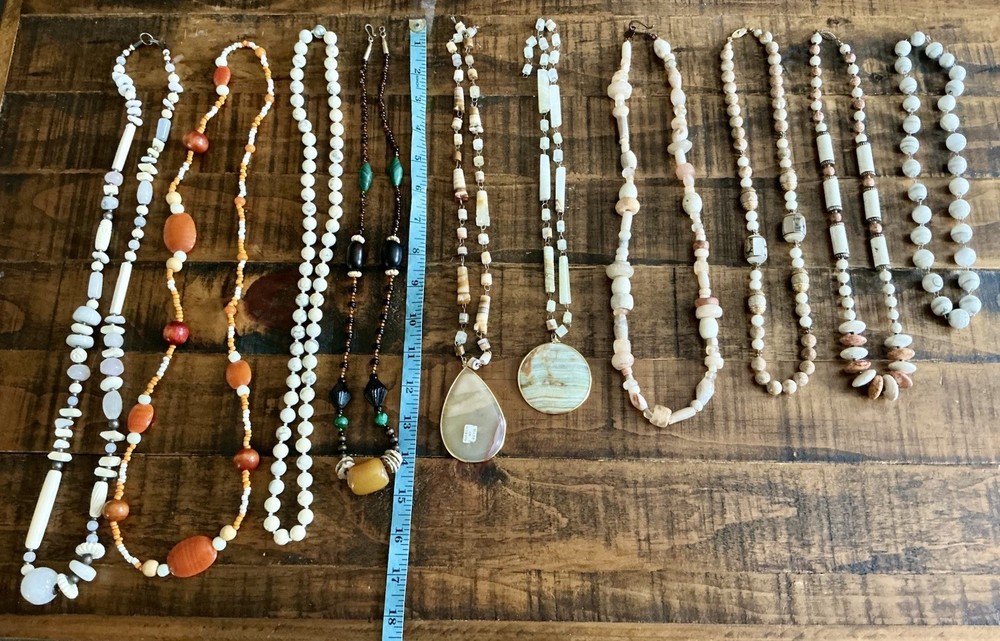 Vintage Stone Bead Necklace Lot Of 10 Southwestern Style Boho Nice Variety