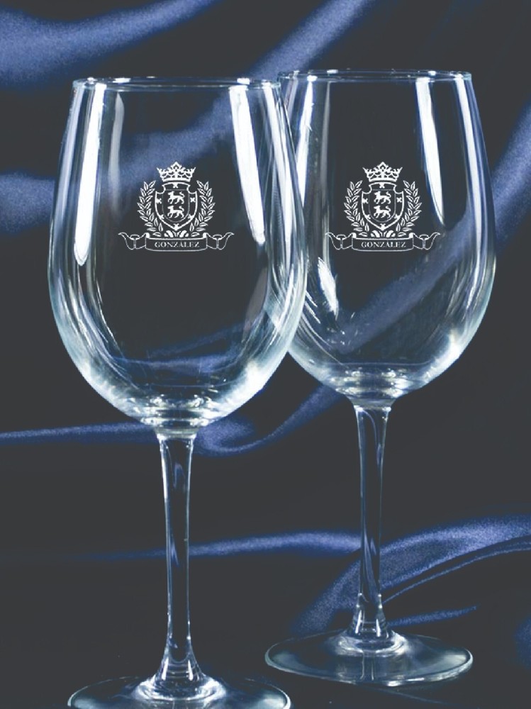 Wine Glasses, PERSONALIZE clear Glassware, 10 oz, 2 set