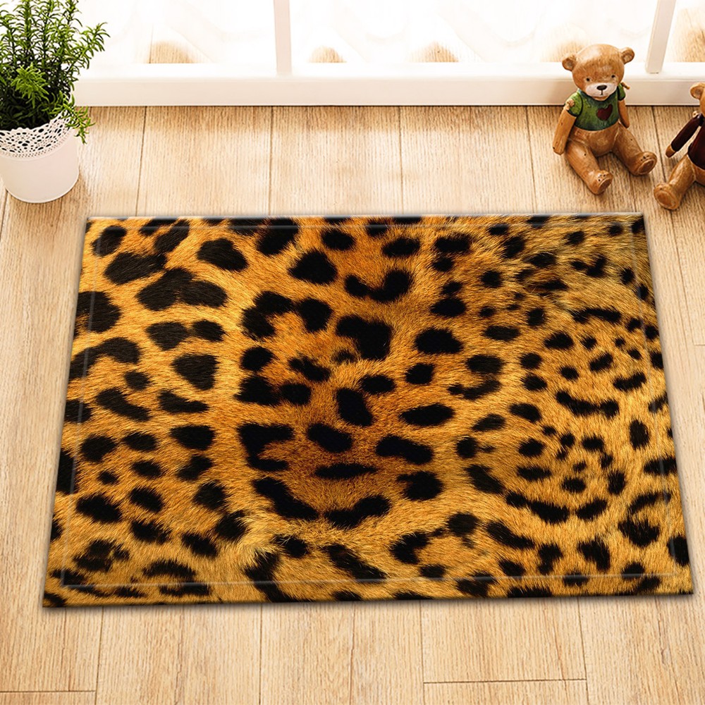 Abstract Leopard Print Soft Non-Slip Floor Carpet for Bathroom or Room Decor-image