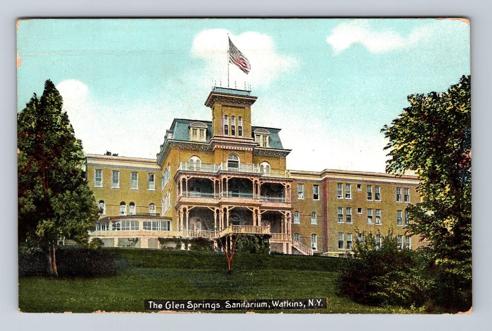 Watkins NY-New York, The Glen Springs Sanitarium, Vintage c1909 Postcard