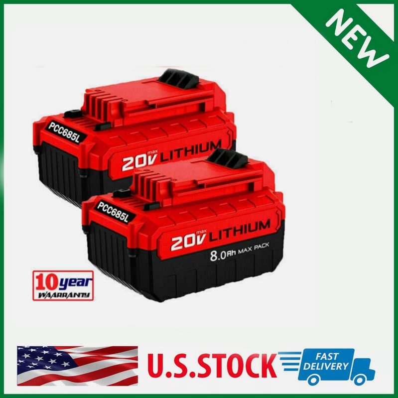 NEW 8 Ah 20 Volt for PORTER-CABLE 20V Slider Li-ion Battery PCC685L PCC680L
