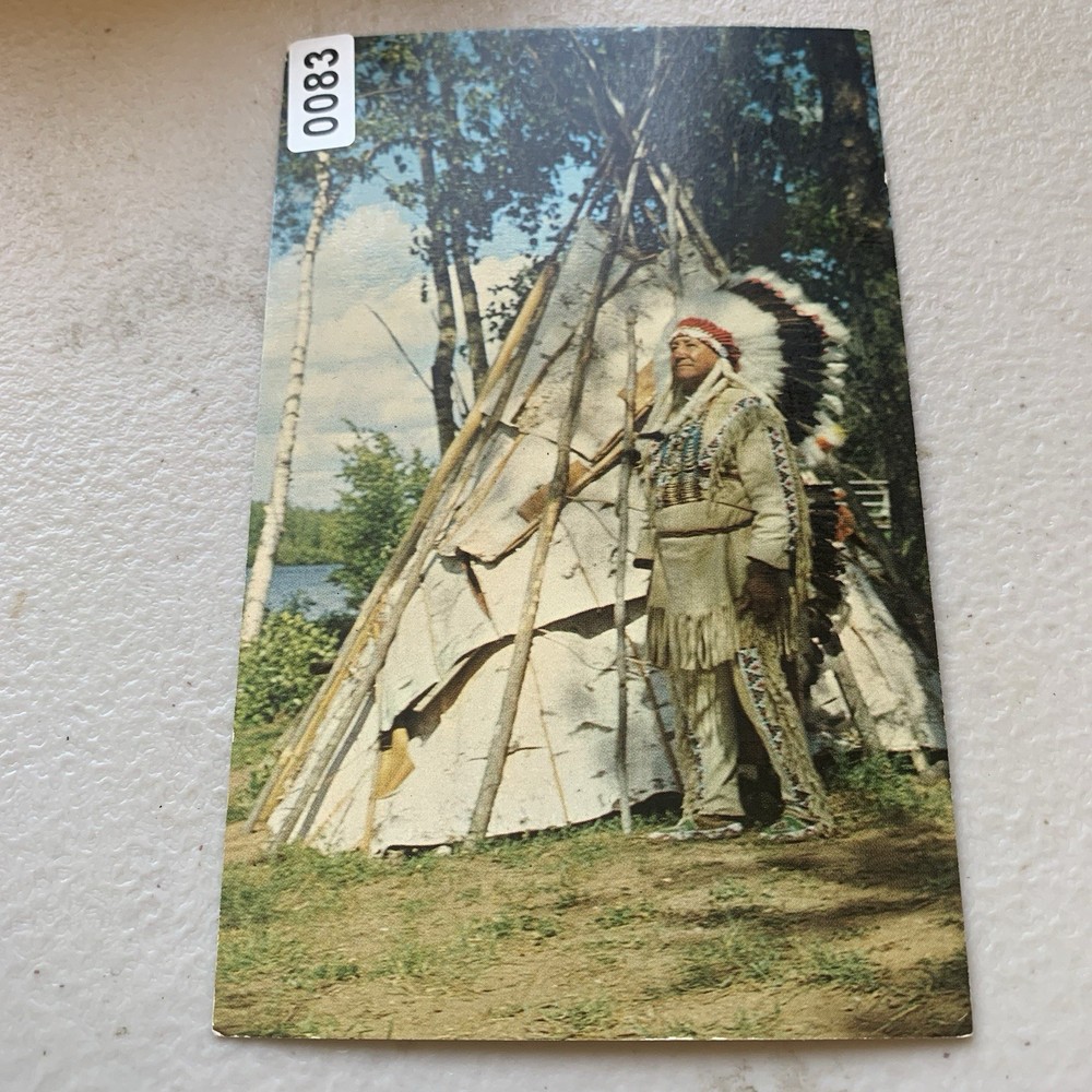 Postcard Native American Chief & Teepee