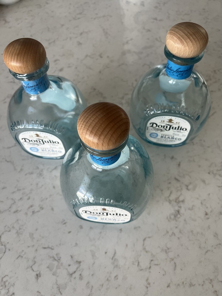 Lot Of 3 Don Julio Blanco Tequila Empty Glass Bottle 750 ml W/ Corks
