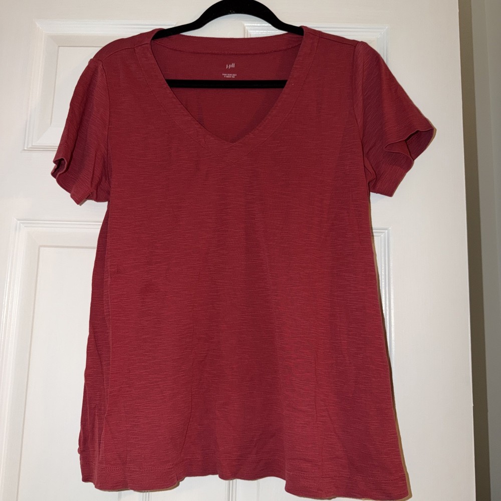 J Jill Pima Slub Knit Women’s Size Large B Neck Red Top