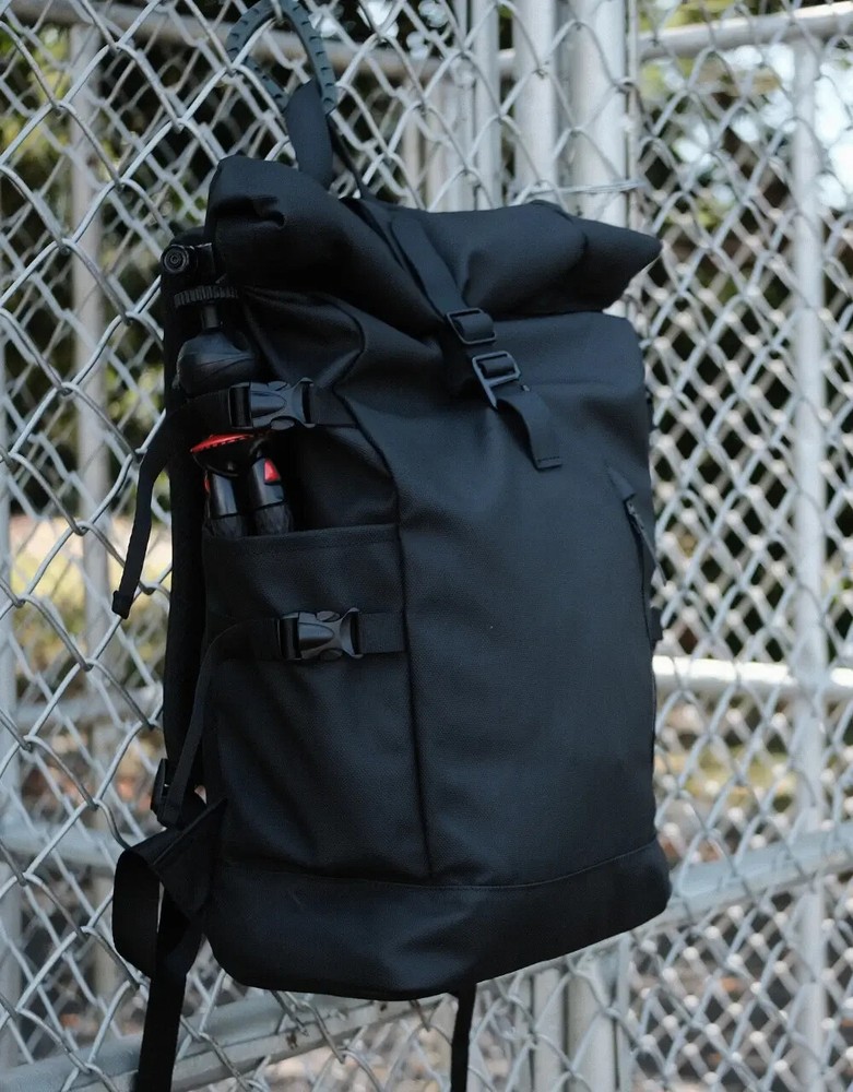 Waterproof Roll Top Hiking Backpack 20L to 27L in Black