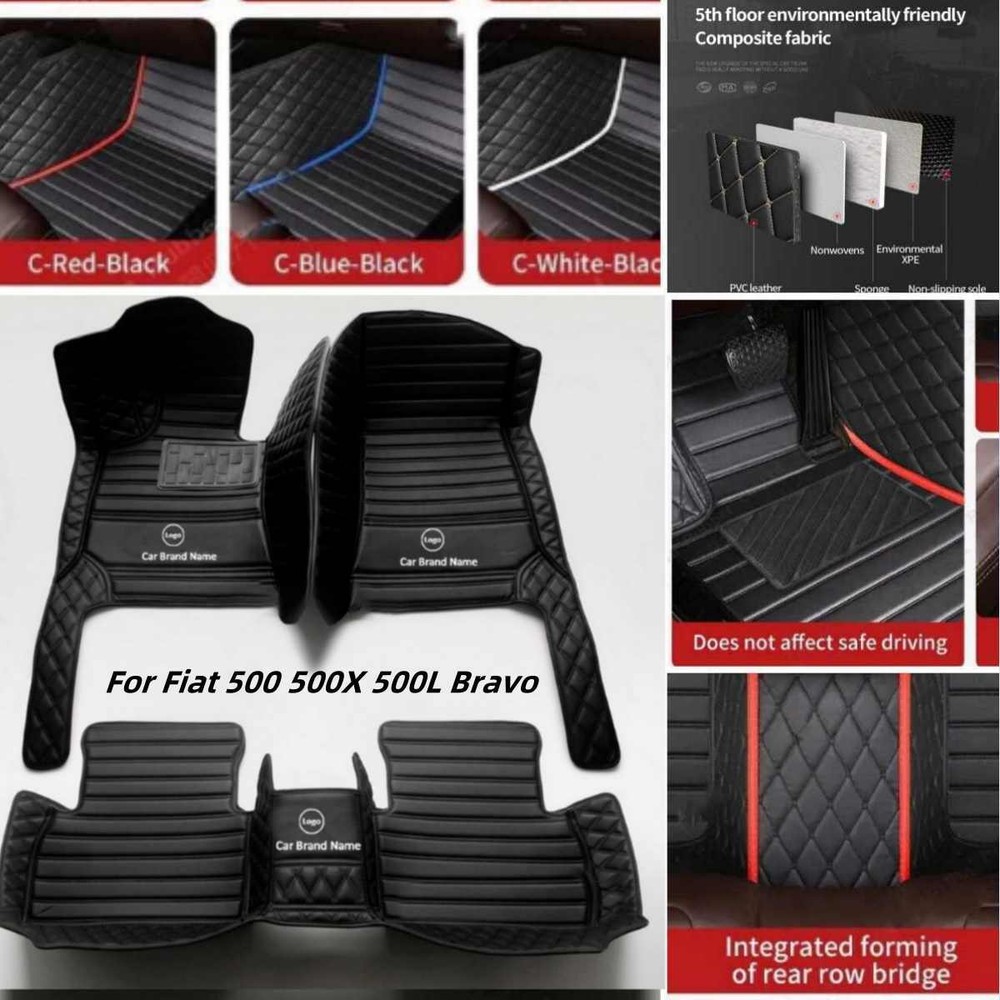 For Fiat 500 500X 500L Bravo 2008-2020 Car Floor Mats Custom Carpets All Models