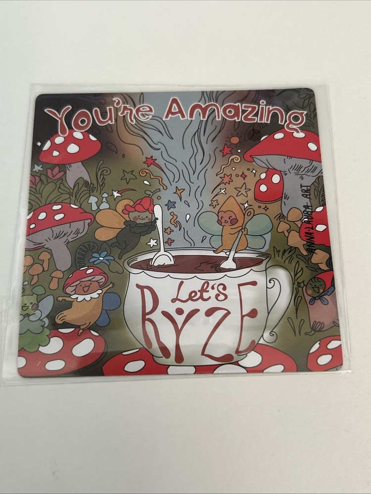 Ryze Mushroom Village Coffee Fridge Magnet by Anna Laura Art