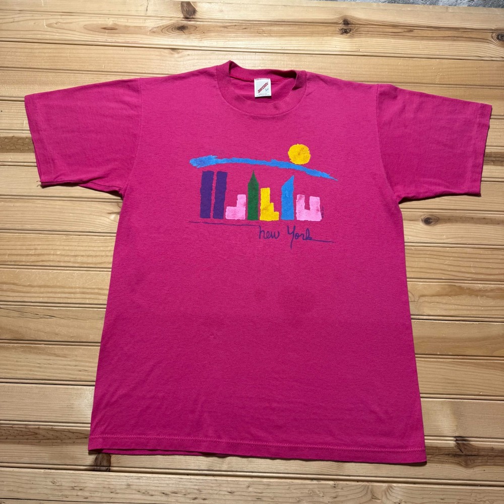Vintage 90s New York City Skyline Abstract Art Graphic Souvenir Shirt USA Large-image