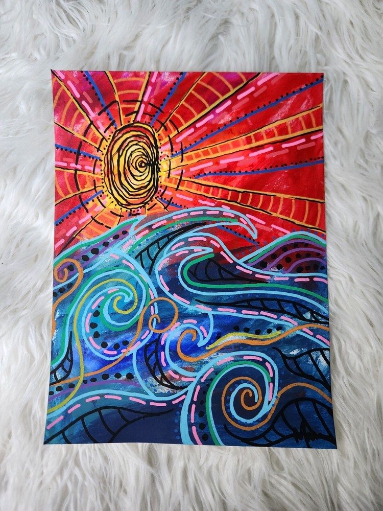 Maria Scalf Landscape Seascape Abstract Street Pop Graffiti Modern Signed 9x12-image