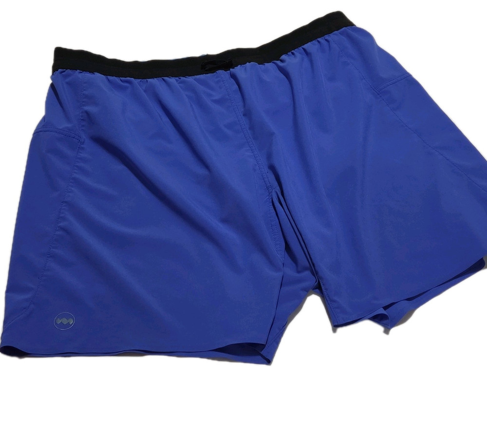 Janji Men's Blue Solid Athletic Shorts L Regular Elastic Waist Drawstring