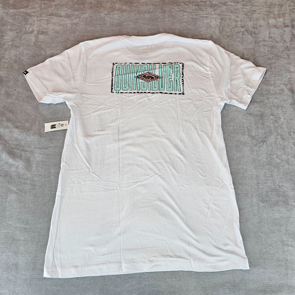 Quiksilver Boys Graphic T-Shirt Youth XL 16 Fossilized White Cotton Crew Tee New