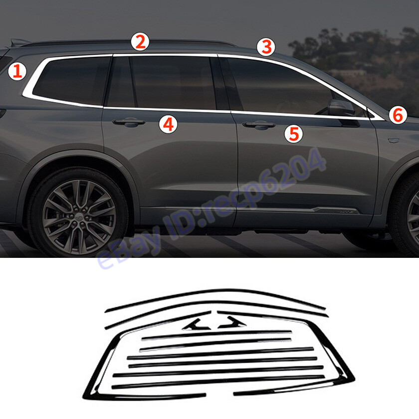 Glossy Black Windows Strip Sill Molding Cover Trim For Cadillac XT6 2020-2022