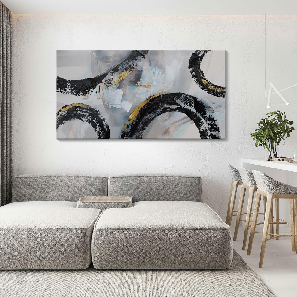 Wall Art Large Decor - Abstract Graffiti Paintings Black and White Wall Pictu...-image