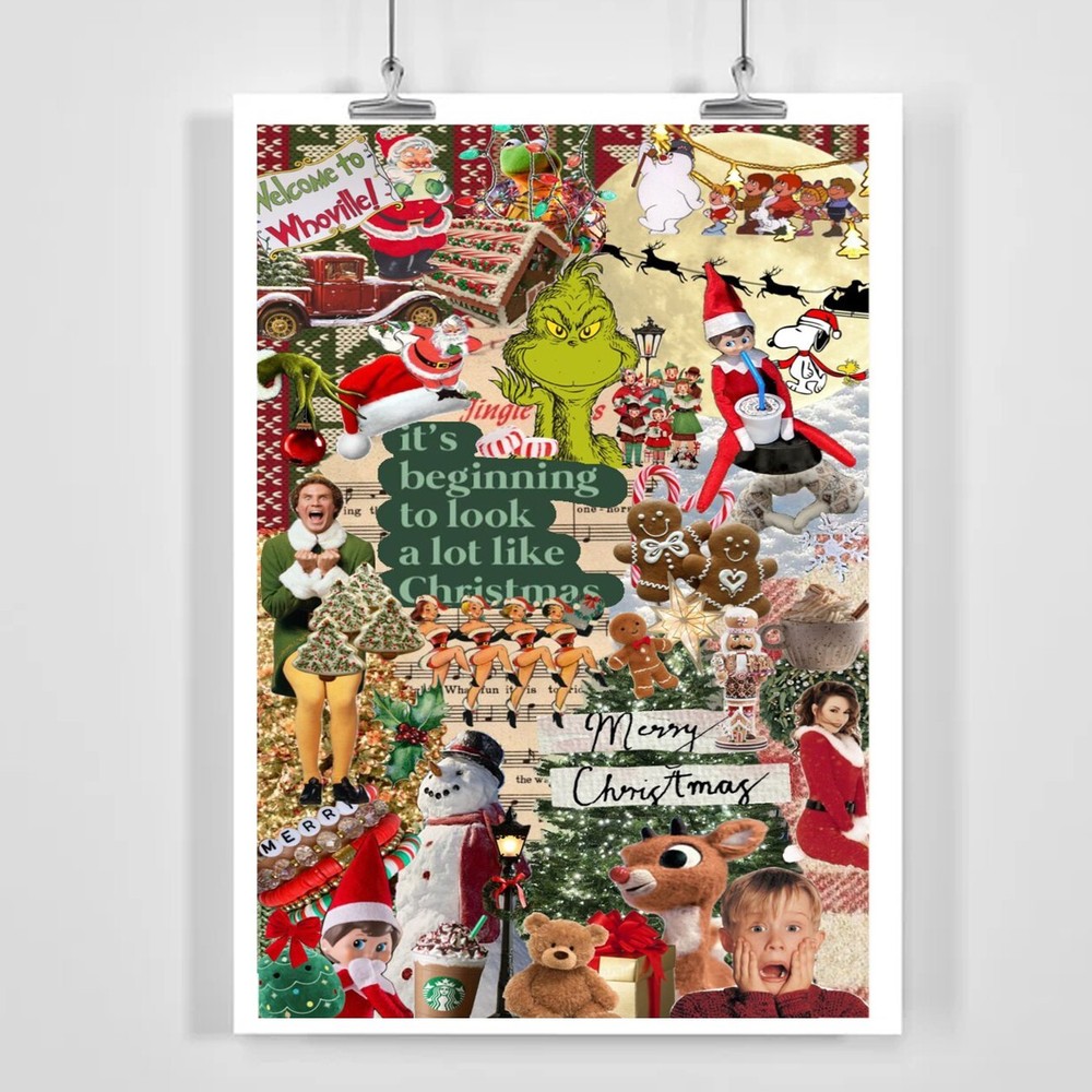 Festive Merry Christmas Poster Wall Decor Print No Frame