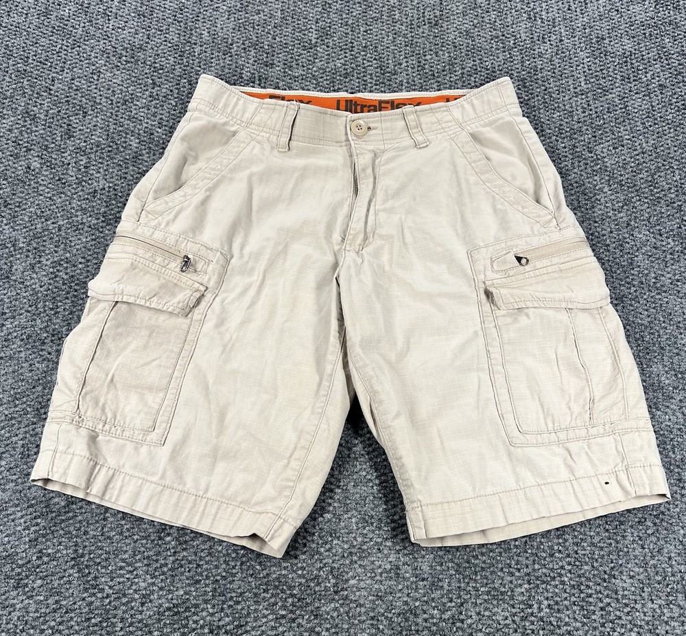 Urban Pipeline Cargo Shorts Mens 32 Khaki Beige  Ultra Flex Stretch Casual