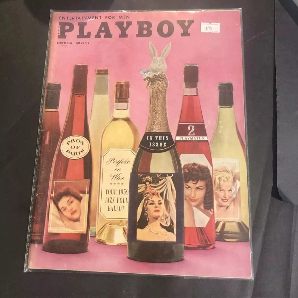 Vintage Playboy Magazine - October 1958 - w/Two Sided Centerfold VG