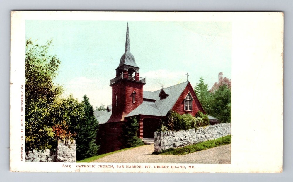 Bar Harbor ME-Maine, Catholic Church, Mt. Desert Island, Vintage Postcard