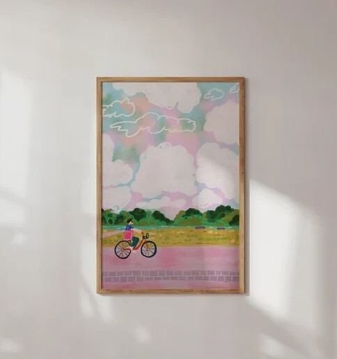 London Park Painting | Colorful Scenery Wall Art | Bright Vibrant Landscape