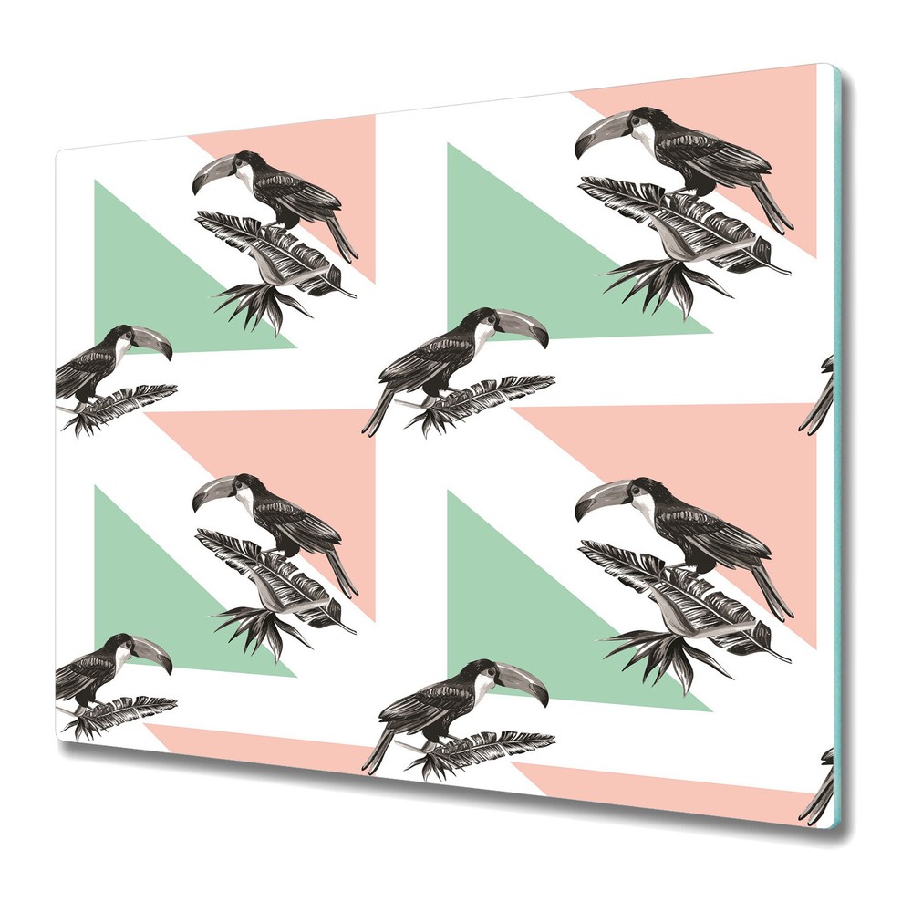 Glass Induction Cover Toucan with triangles Tropical Bird Geometric Figure 60x52