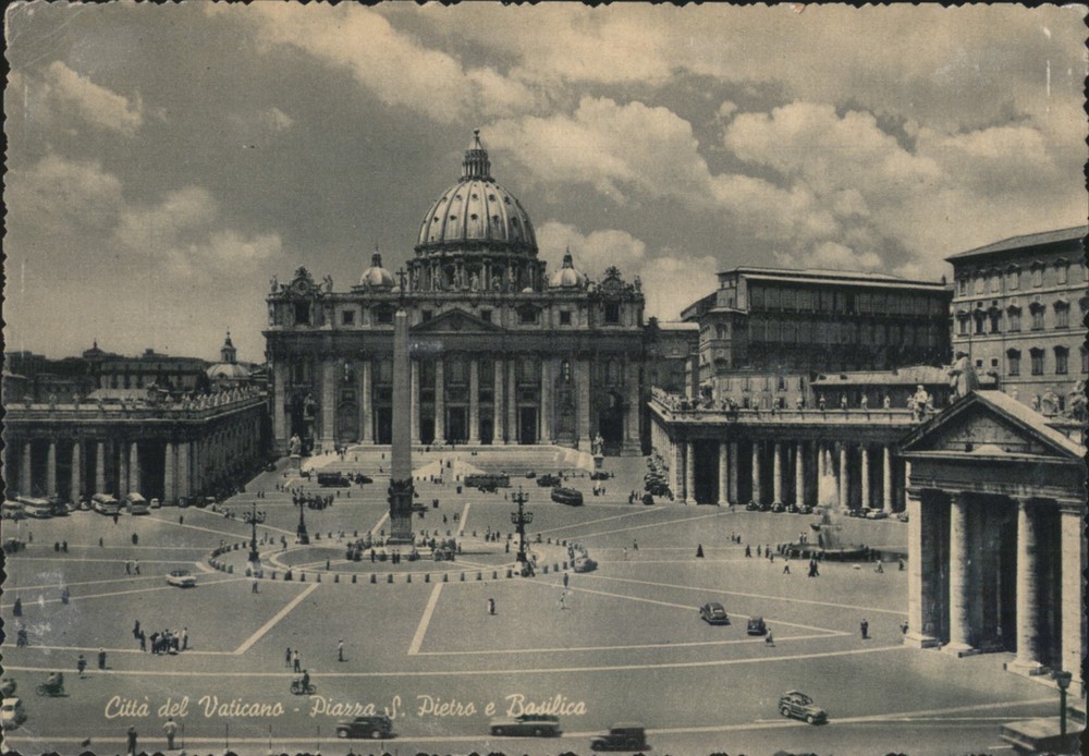Vatican City, City St. Peter's Square & Basilica Original Vintage Postcard