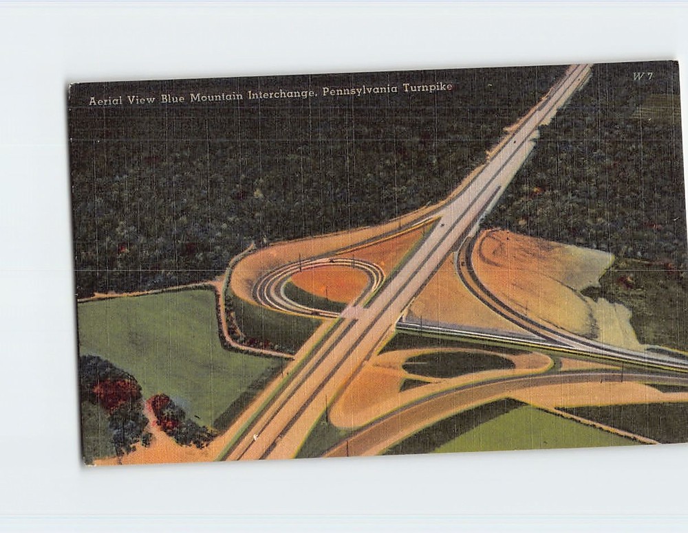 Postcard Aerial View Blue Mountain Interchange Pennsylvania Turnpike PA USA