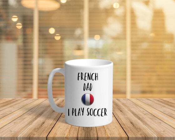 Fathers Day Coffee Mug for Soccer Loving Dad - French Inspired Ceramic Gift