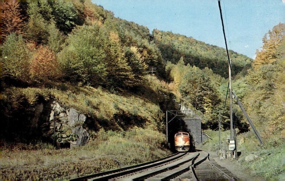 1963 Hoosac Tunnel North Adams MA Mohawk Trail Diesel Train Chrome Postcard