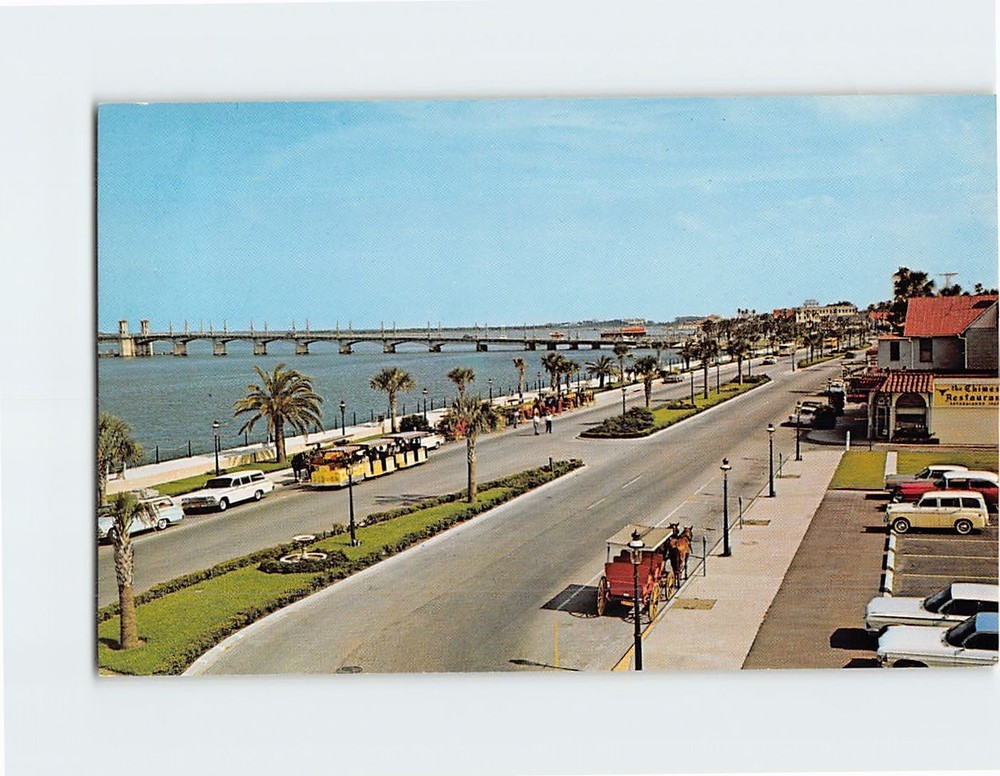 Postcard Matanzas Bay Front Overlooking Bridge of Lions St. Augustine Florida