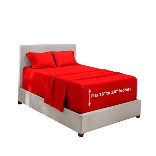 Extra Deep Pocket Full Sheets - 4 Piece Hotel Luxury Full Sheet Set Fits Up