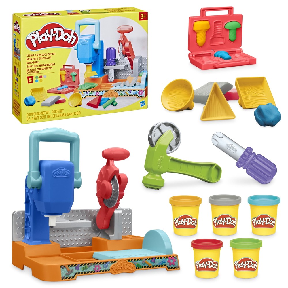 Play-Doh Stamp & Saw Tool Bench Playset, Preschool Toys