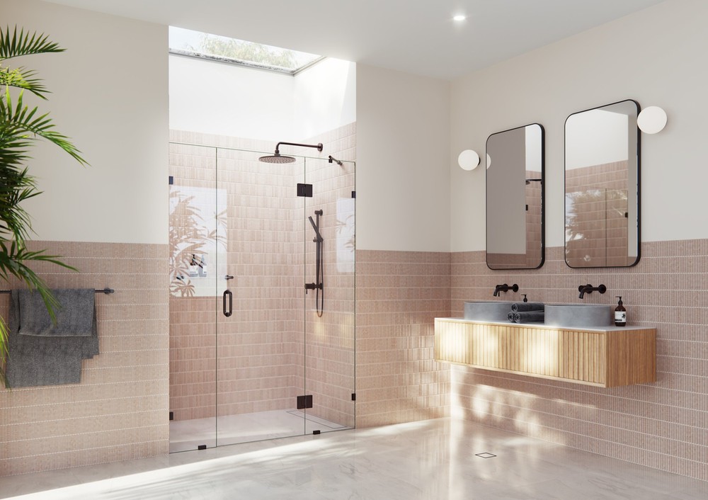 Stellar 78x59 Bronze Frameless Hinged Glass Shower Door GHF-59