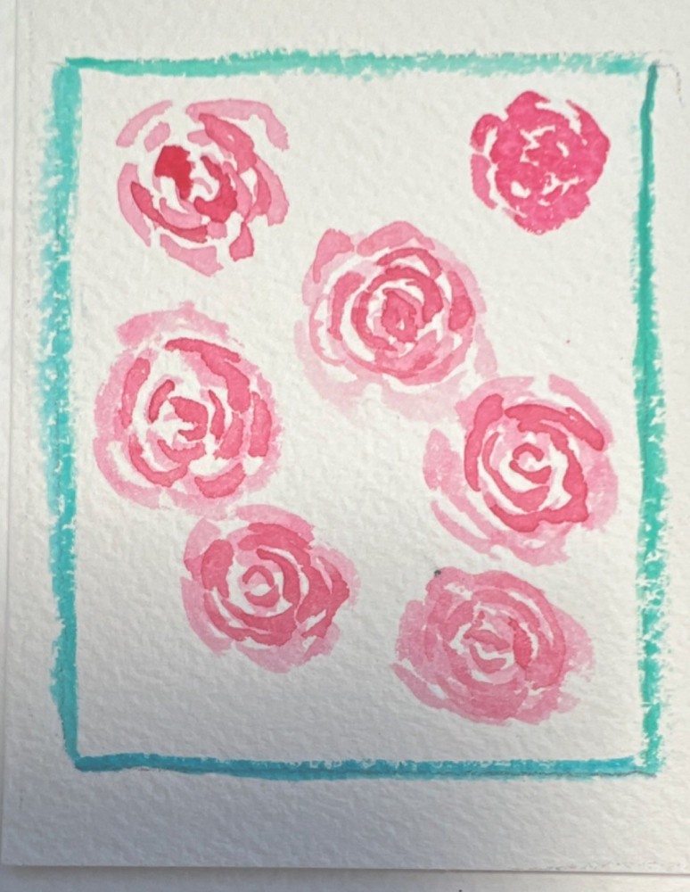 ACEO Original Painting Watercolor Roses Flowers Miniature Unframed Floral Art
