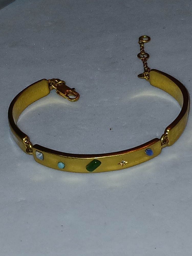 MADEWELL gold-tone panel bracelet w/ embedded jewels