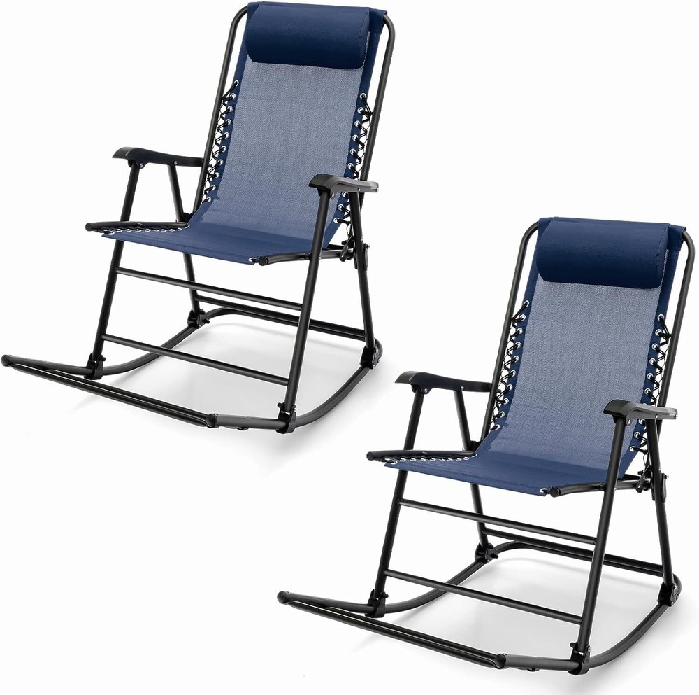2-Pack Foldable Outdoor Rocking Chairs - No Assembly Needed
