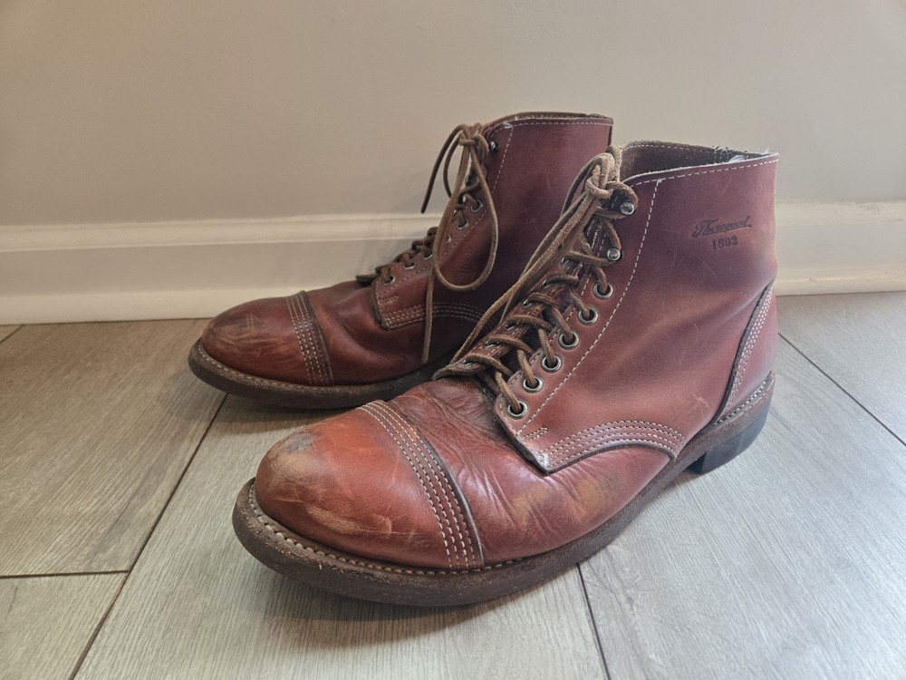 Thorogood Dodgeville Cognac Captoe Boots USA Made Size 10.5 D