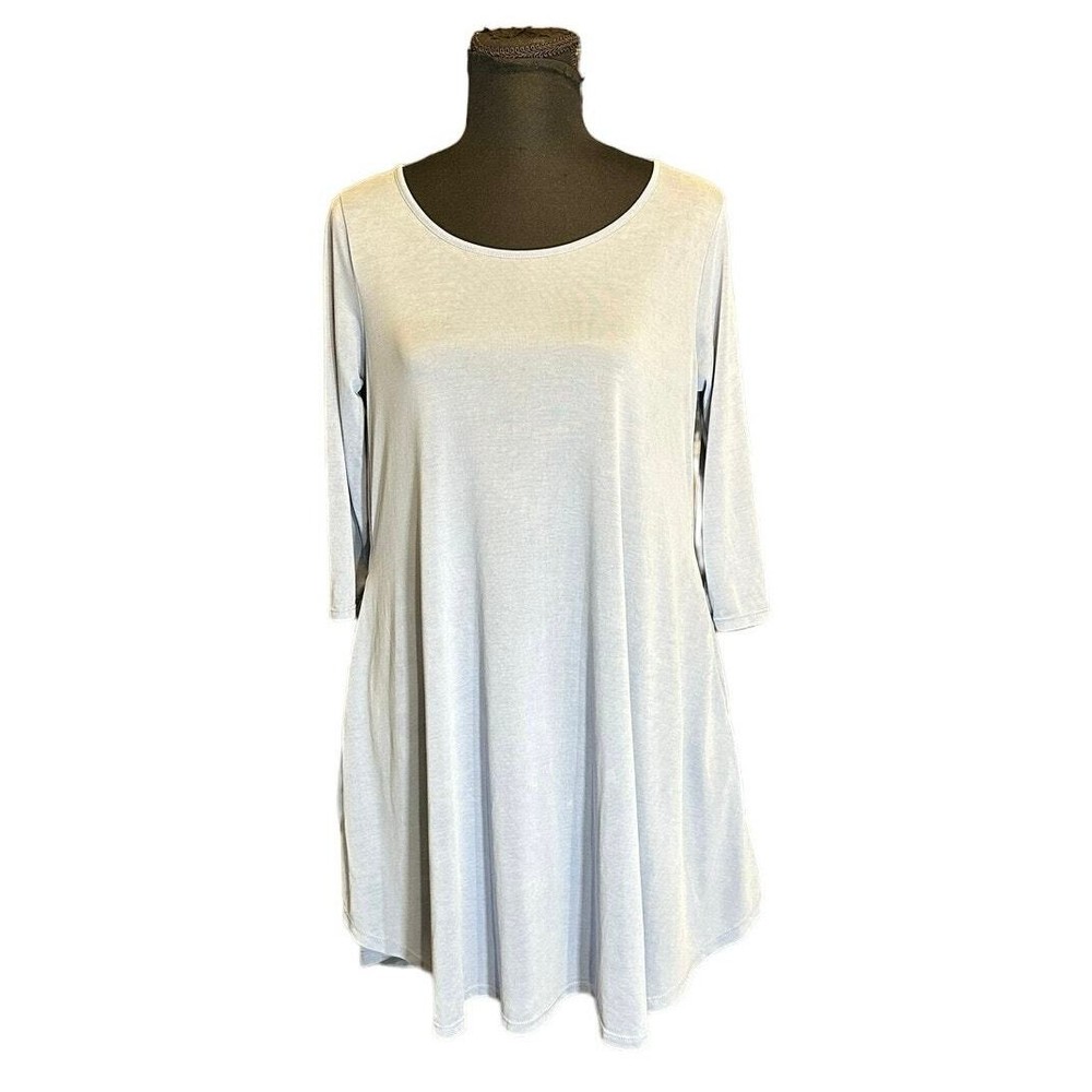 Vestido túnica Andre by Unit azul claro cuello redondo mezcla modal con bolsillos talla S