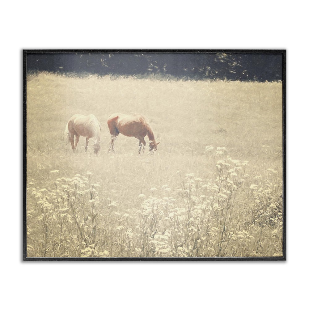 Pair of Horses Grazing Framed Giclee Wall Art Design by Graffi*tee Studios, B...