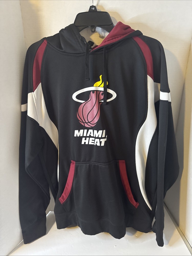 Nike Miami Heat Hoodie Men Large Black Red Sweatshirt Pullover Fleece NBA 75