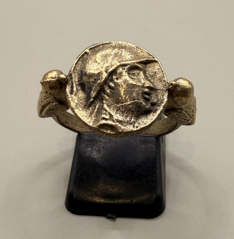 Ancient Roman intaglio Solid Bronze Signet Seal Stamp Rare Ring