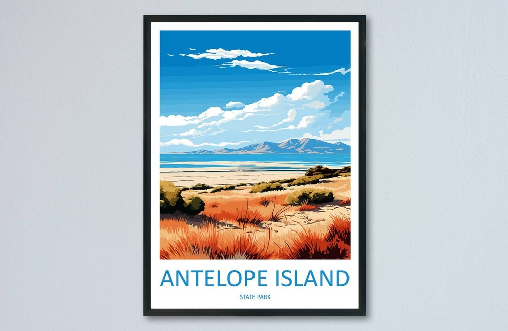 Antelope Island State Park Travel Print Wall Art Antelope Island Wall Hanging