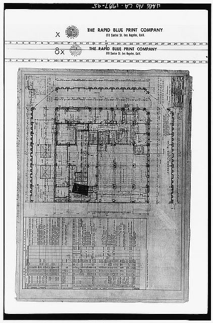 Los Angeles CA Richfield Oil Building Second Floor Plan 1928 Blueprint