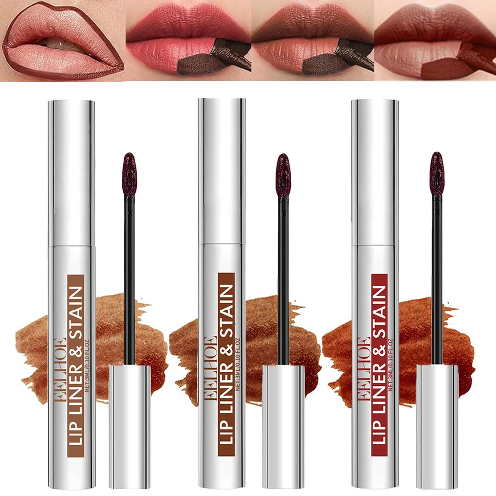 3Pcs Detachable Waterproof Peel Off Lip Liner Stain Long Lasting Set