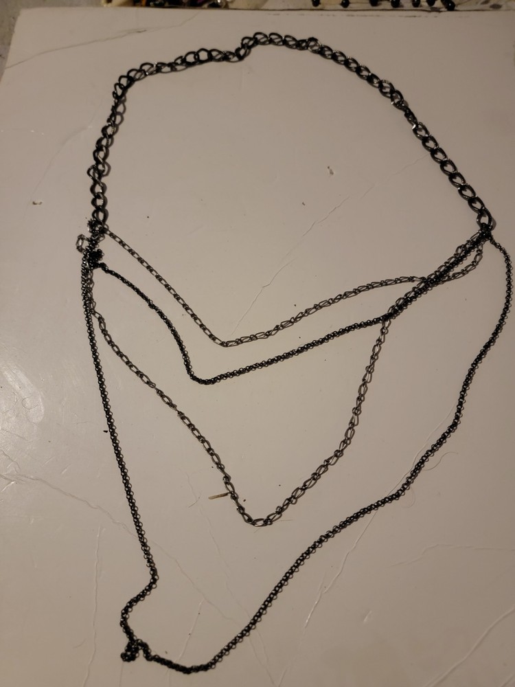 Vintage Silver Tone Chain Layered Necklace Link