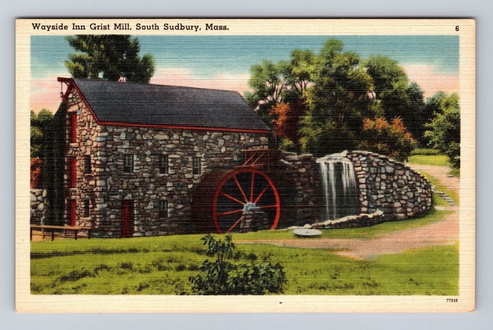 South Sudbury MA-Massachusetts, Wayside Inn Grist Mill, Vintage Postcard