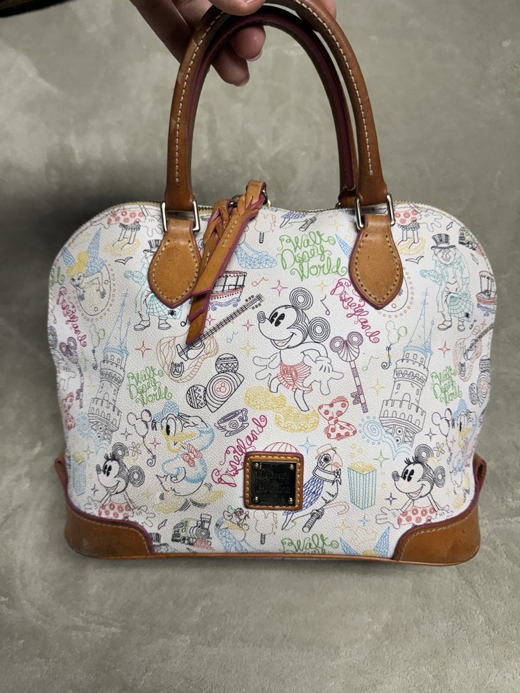 Dooney & Bourke Disney Parks Mickey Minnie Donald Large Satchel Bag w/ Strap